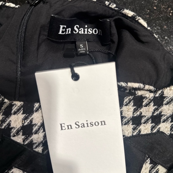 En Saison Marley Houndstooth Bubble Hem Mini Dress w/ Organza Bow – Size S NWT - Picture 8 of 8